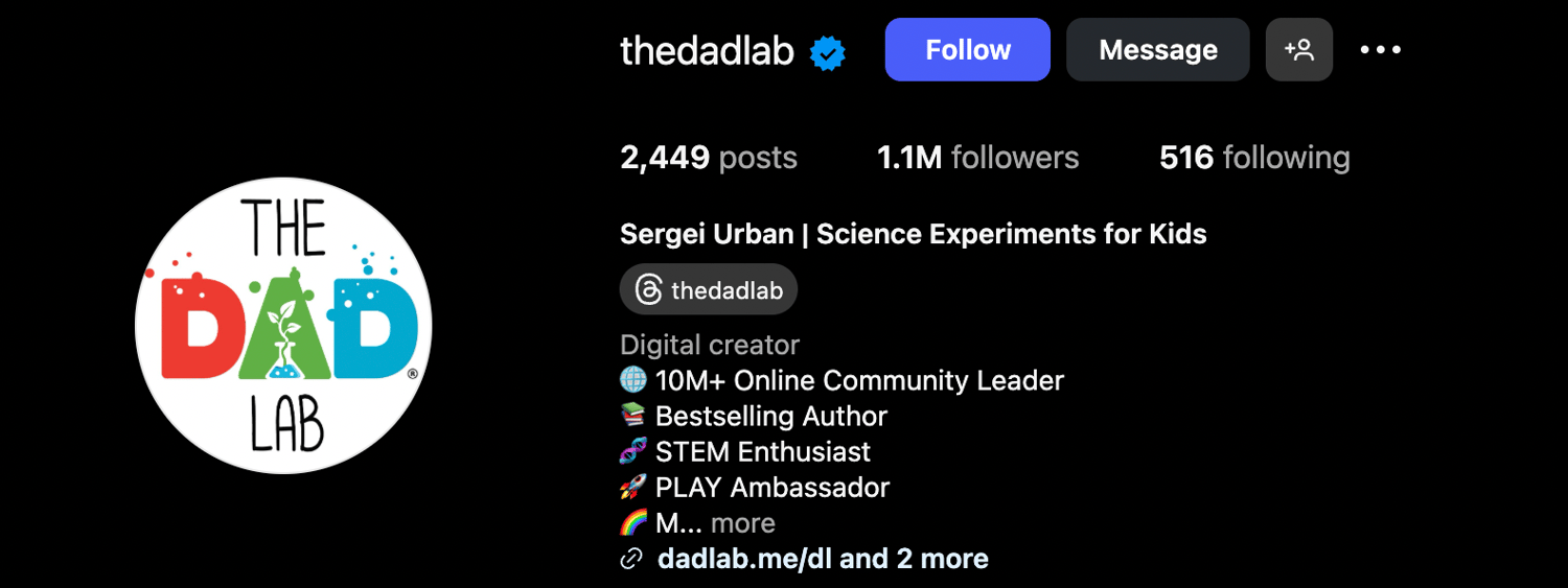 The Dad Lab IG profile
